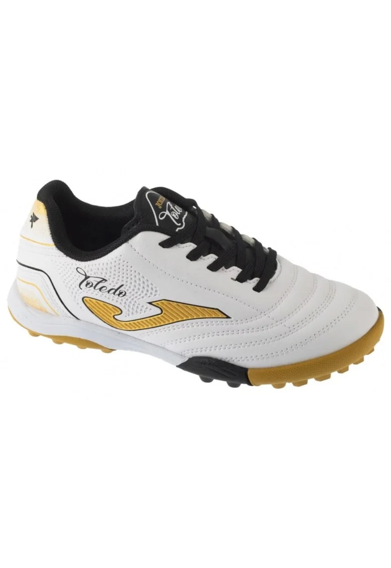 Ghete de fotbal copii,  Toledo Jr 2502 TF TOJW2502TF, piele ecologica, alb,