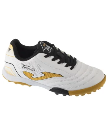 Ghete de fotbal copii,  Toledo Jr 2502 TF TOJW2502TF, piele ecologica, alb,