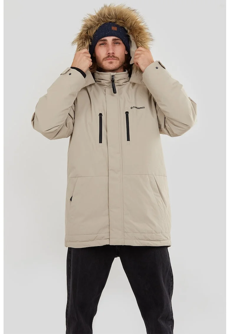 Parka impermeabila cu garnitura din blana sintetica Spirit, Gri deschis