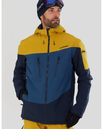 Jacheta cu model colorblock, pentru schi Privet Allmountain, Albastru inchis/Galben sofran