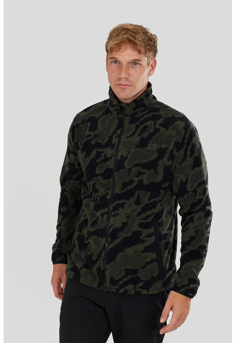 Bluza cu fermoar pentru trekking Nestor II, Negru/Kaki pal