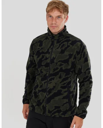 Bluza cu fermoar pentru trekking Nestor II, Negru/Kaki pal