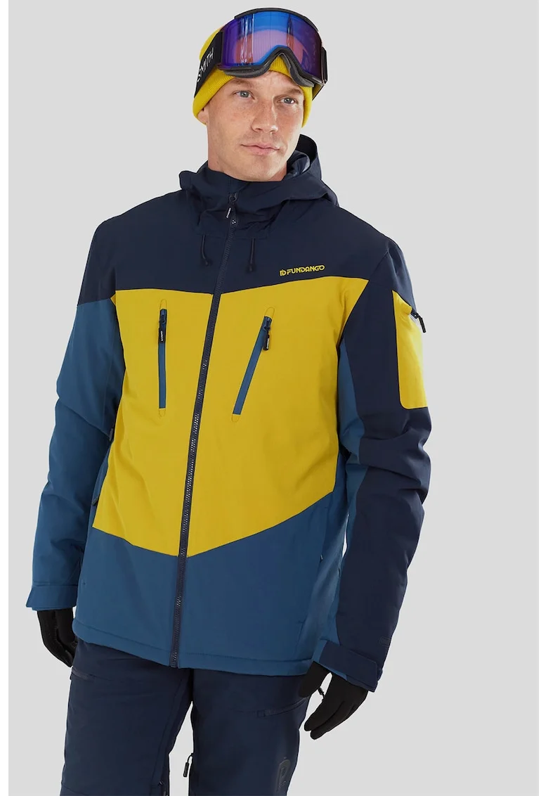 Jacheta cu model colorblock, pentru schi Privet Allmountain, Negru/Galben/Albastru inchis