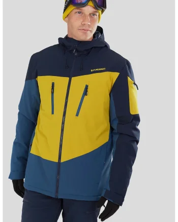 Jacheta cu model colorblock, pentru schi Privet Allmountain, Negru/Galben/Albastru inchis