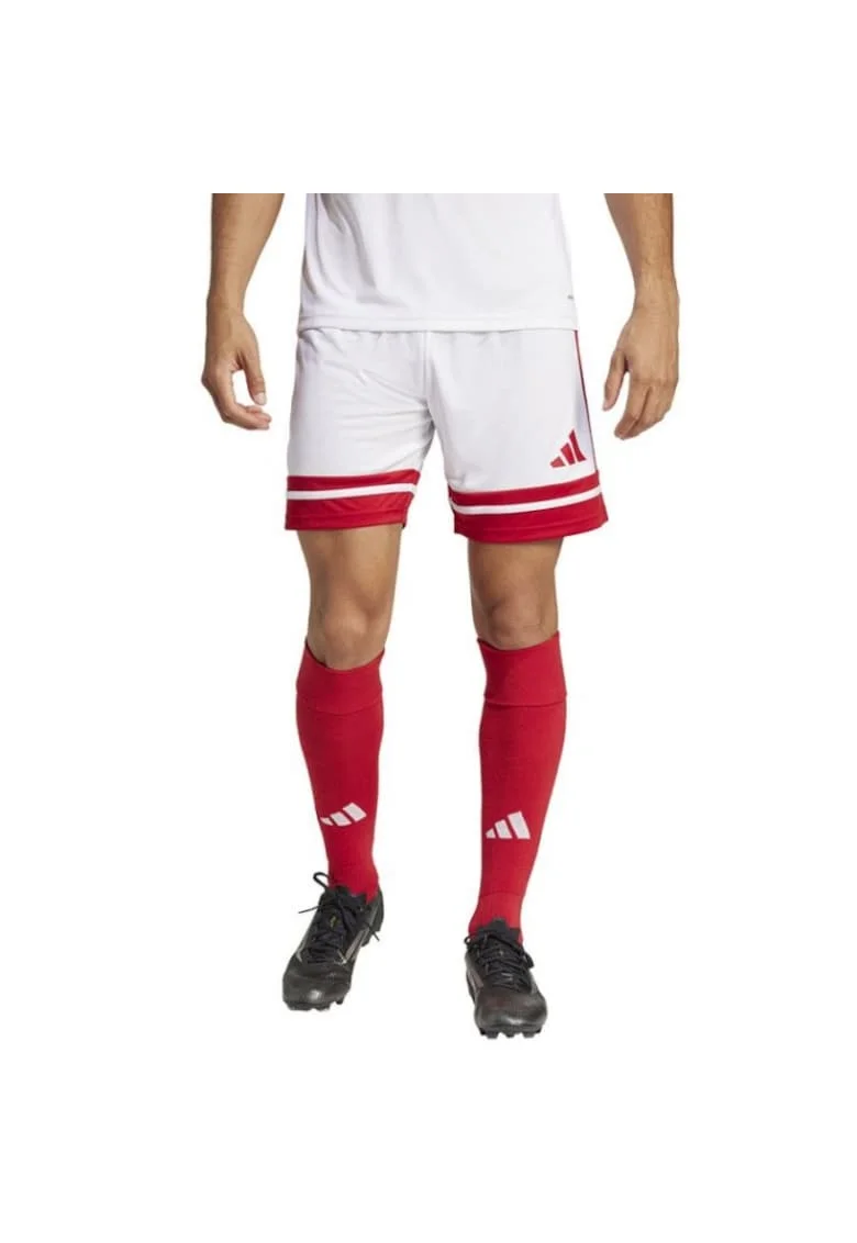 Pantaloni scurti sport barbati  Squadra, poliester, alb/rosu