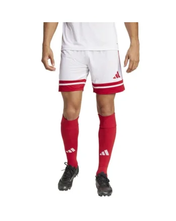 Pantaloni scurti sport barbati  Squadra, poliester, alb/rosu