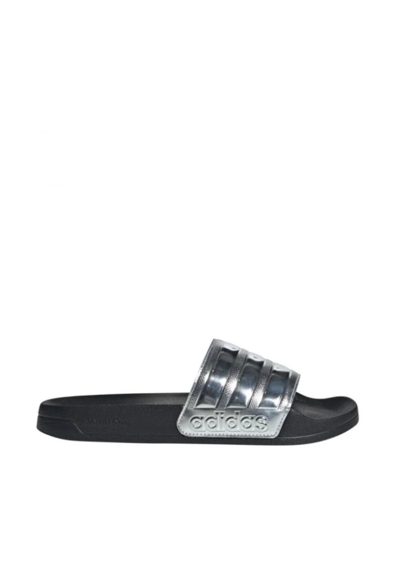 Slapi sport barbati,  Adilette Shower, negru/argintiu, sintetic,