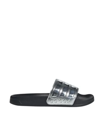 Slapi sport barbati,  Adilette Shower, negru/argintiu, sintetic,