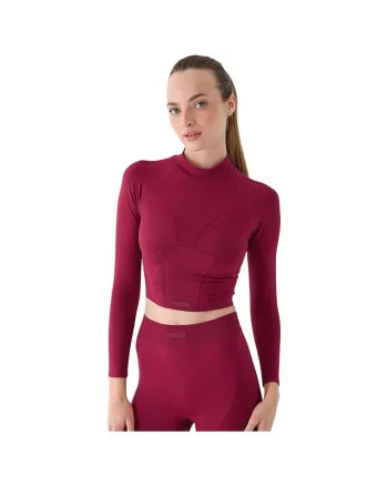 Bluza sport dama,  maneca lunga, croiala slim, visiniu, poliamida,