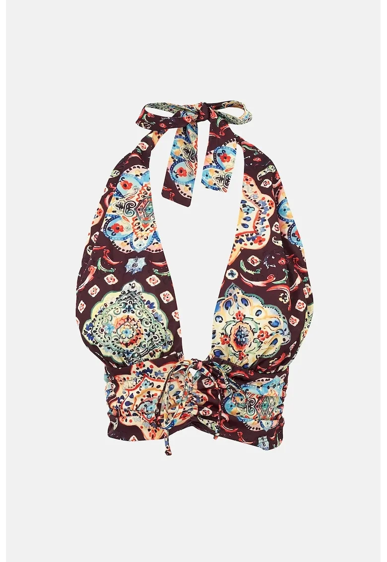 Maiou Crop,  imprimeu etnic, multicolor, poliester