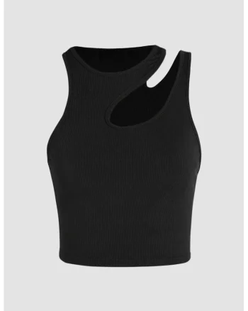 Top scurt  asimetric negru