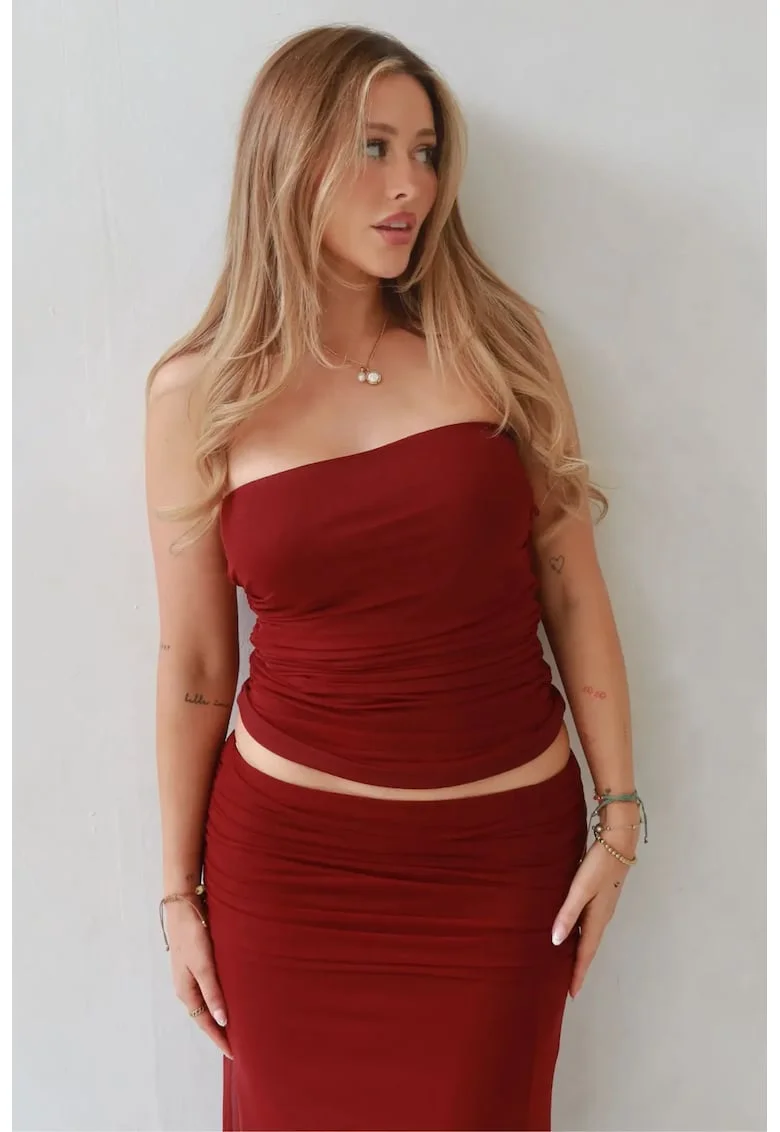Top dama,  set coordonat, Slim Fit Multiway, rosu, jerseu