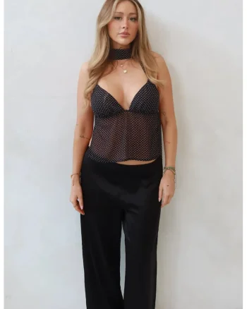 Top Gabrielle cu guler halter
