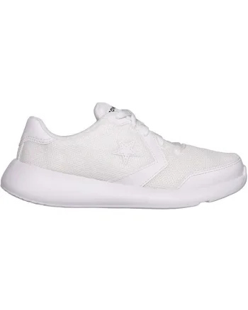 Pantofi sport din plasa cu insertii din piele ecologica Unisex Day One, Alb