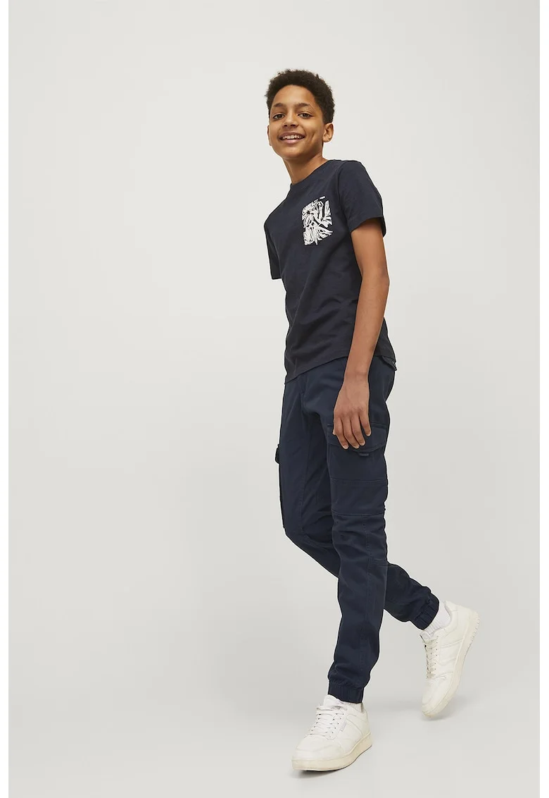 Pantaloni cargo din amestec de bumbac organic, Bleumarin