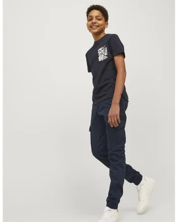 Pantaloni cargo din amestec de bumbac organic, Bleumarin