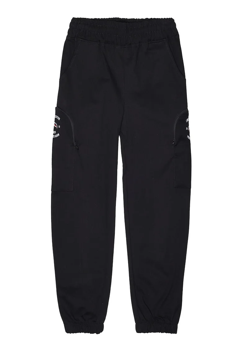 Pantaloni de trening cu buzunare cu fermoar Special, Negru/Rosu vermillion