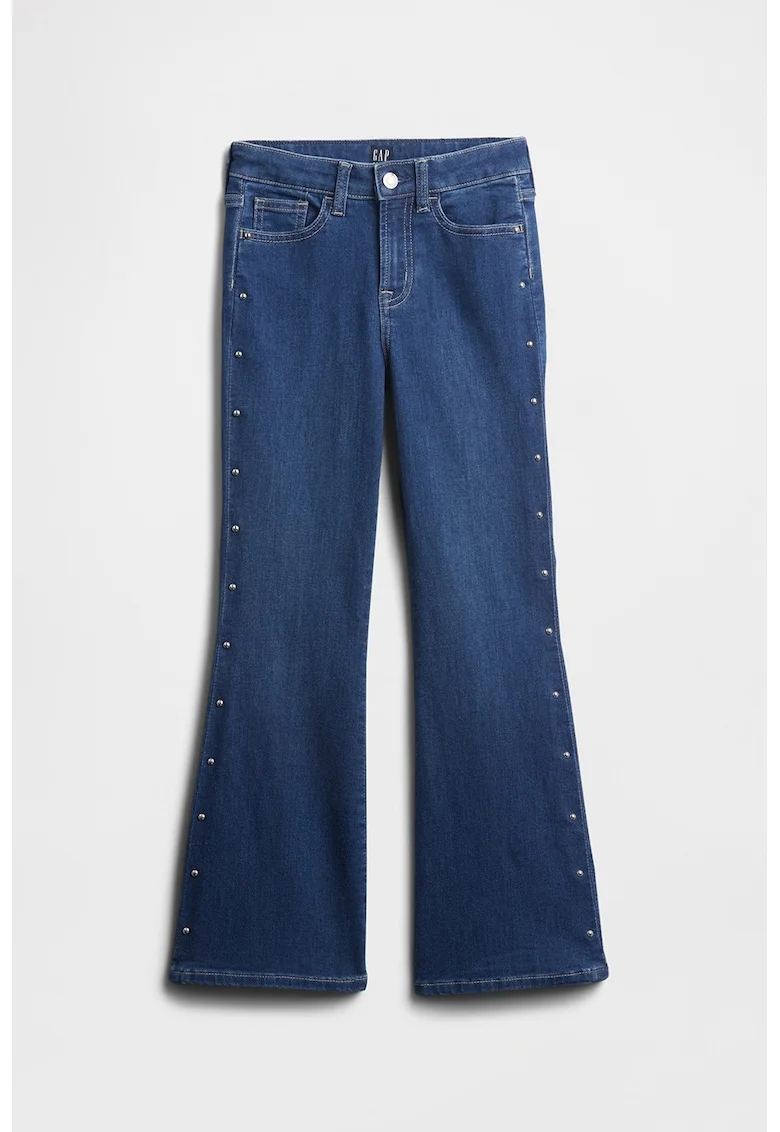 Blugi cu croiala bootcut si tinte, Albastru indigo