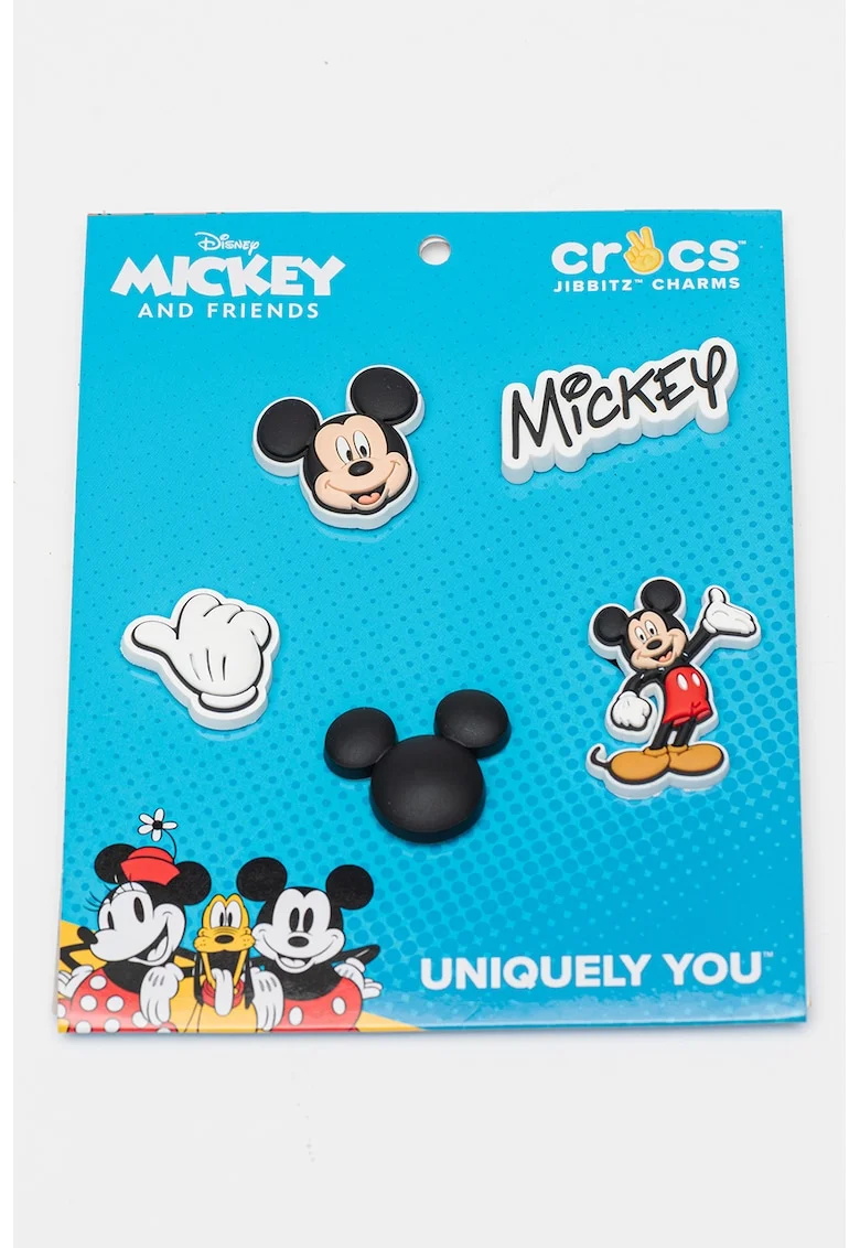 Talismane cu design Mickey Mouse, pentru saboti, Alb/Negru