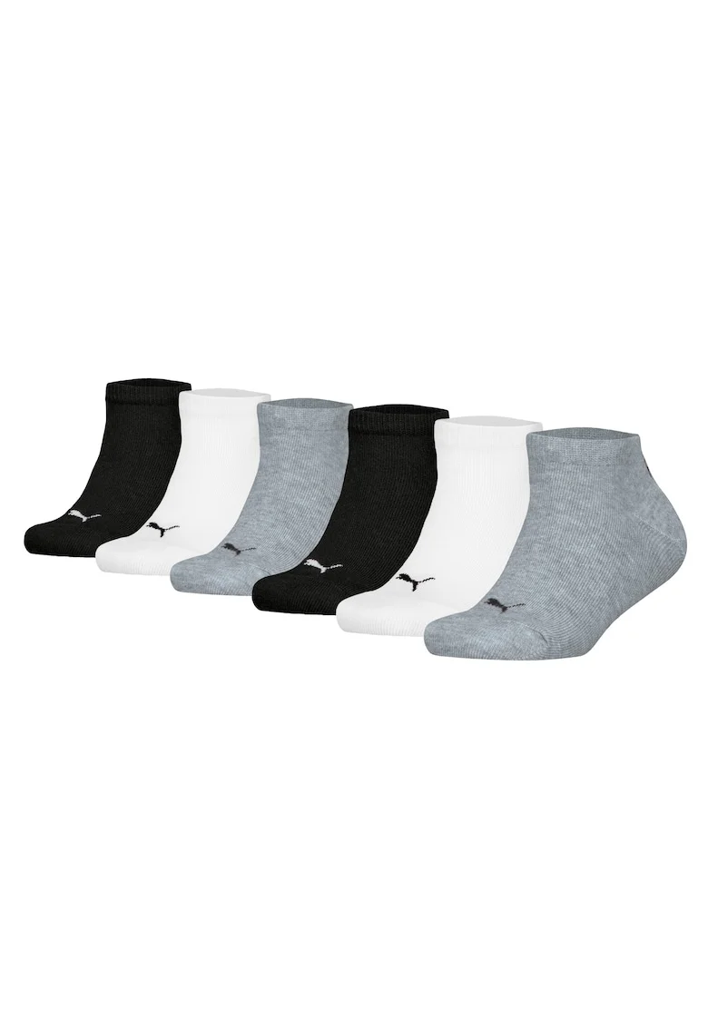 Set de sosete scurte cu logo - 6 perechi, Alb/Negru/Gri
