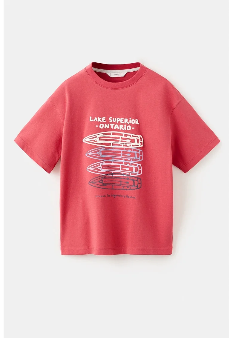 Tricou din bumbac cu imprimeu, Rosu