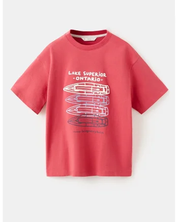 Tricou din bumbac cu imprimeu, Rosu