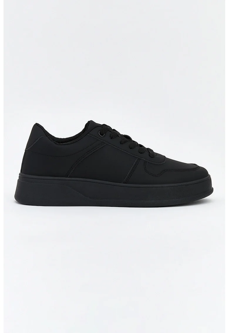 Pantofi sport low cut cu model uni, Negru