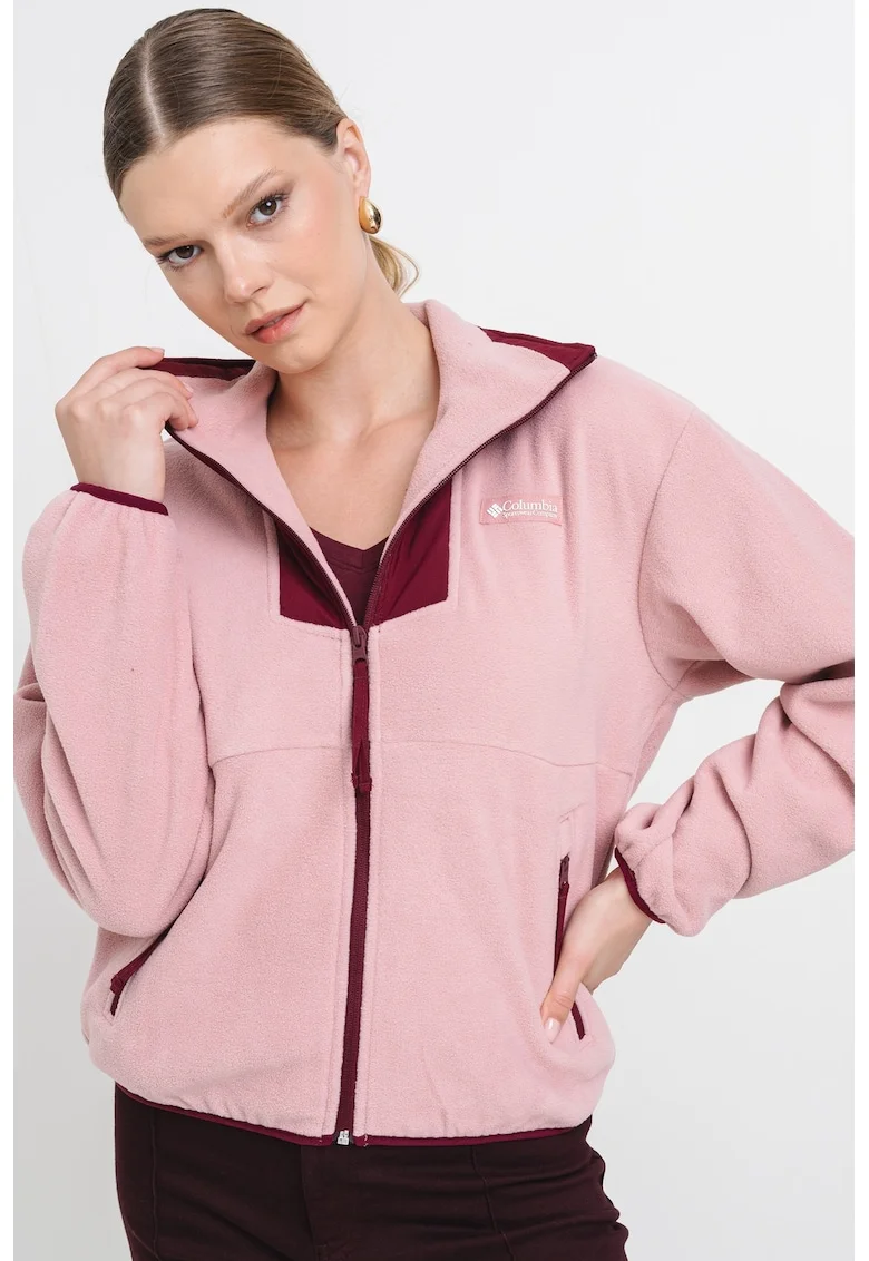 Bluza de trening cu fermoar, pentru trekking Sequoia Grove, Roz deschis