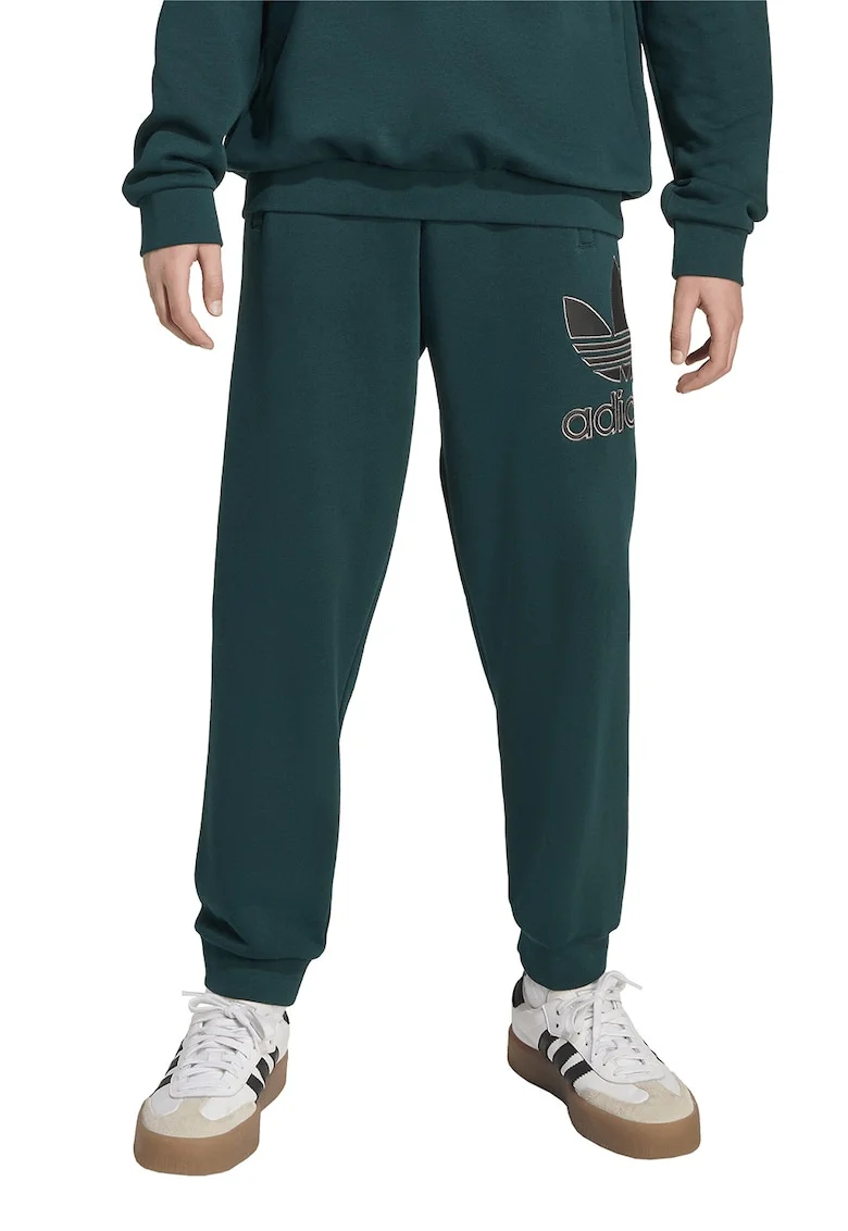 Pantaloni de trening cu imprimeu logo, Verde englez