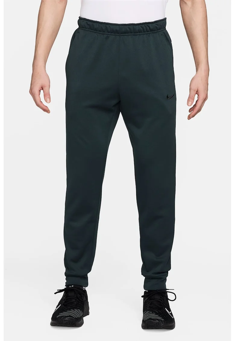 Pantaloni conici cu logo, pentru fitness, Verde englez