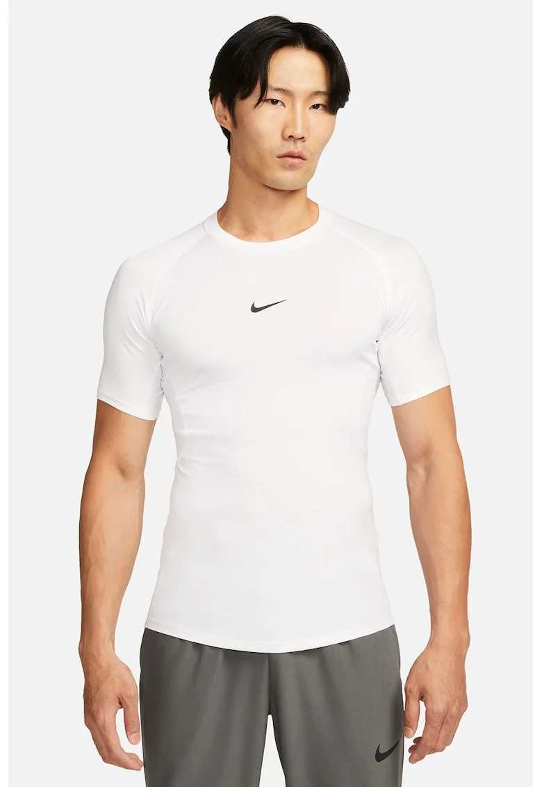 Tricou slim fit cu maneci raglan si tehnologie Dri-FIT pentru antrenament Pro, Alb
