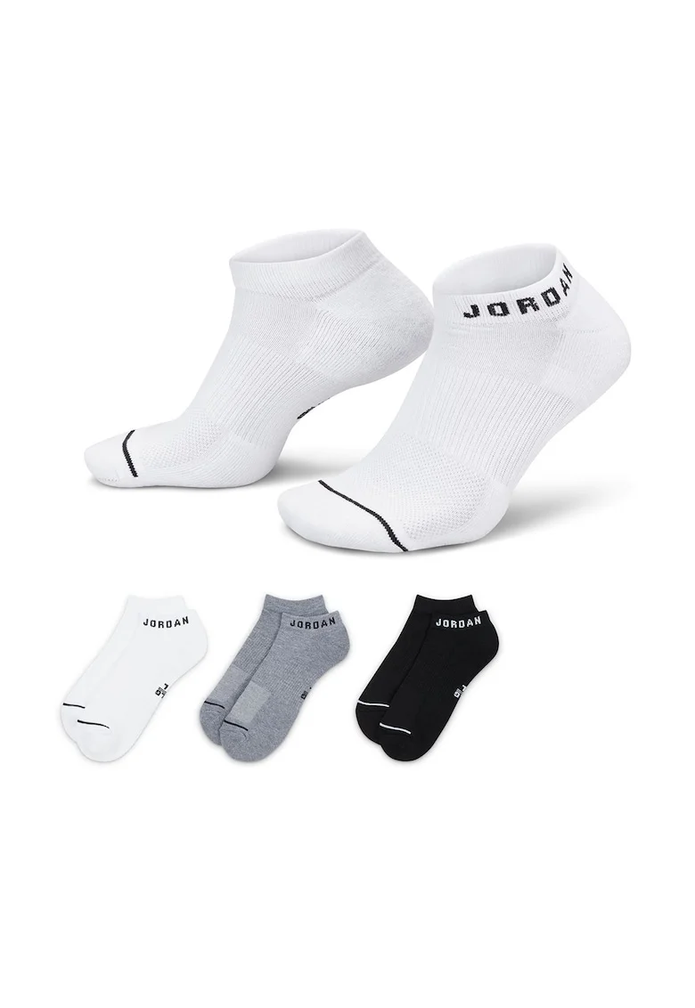 Set de sosete unisex cu logo Jordan - 3 perechi, Alb/Negru/Gri melange
