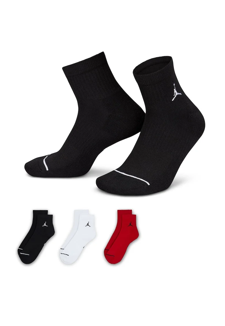 Set de sosete unisex pentru baschet - 3 perechi, Rosu/Alb/Negru