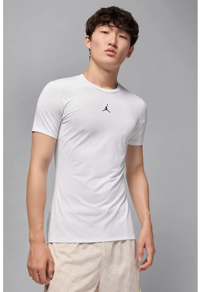 Tricou slim-fit cu logo, pentru baschet Jordan, Alb optic