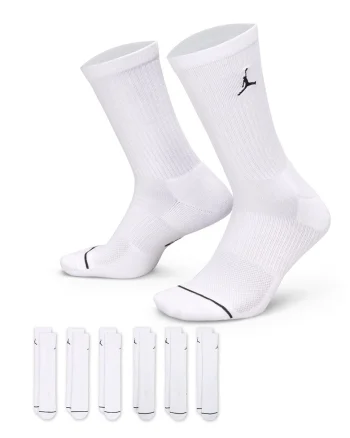 Set de sosete lungi unisex cu logo, pentru baschet - 6 perechi, Alb