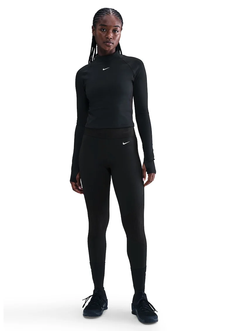 Bluza slim-fit cu logo si tehnologie Dri-Fit, Negru