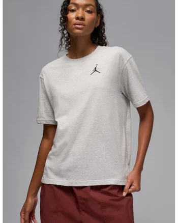 Tricou cu imprimeu logo si decolteu la baza gatului, pentru baschet Jumpman, Gri melange