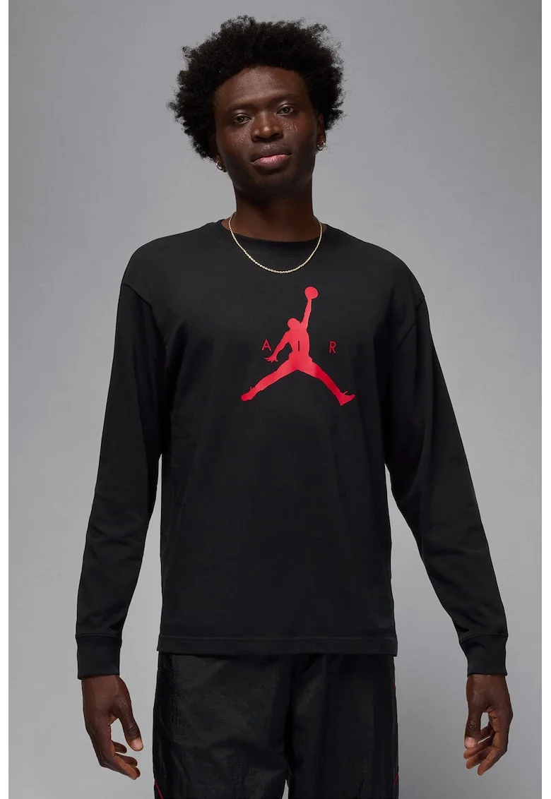 Bluza de trening cu decolteu la baza gatului, pentru baschet Jumpman, Rosu/Negru