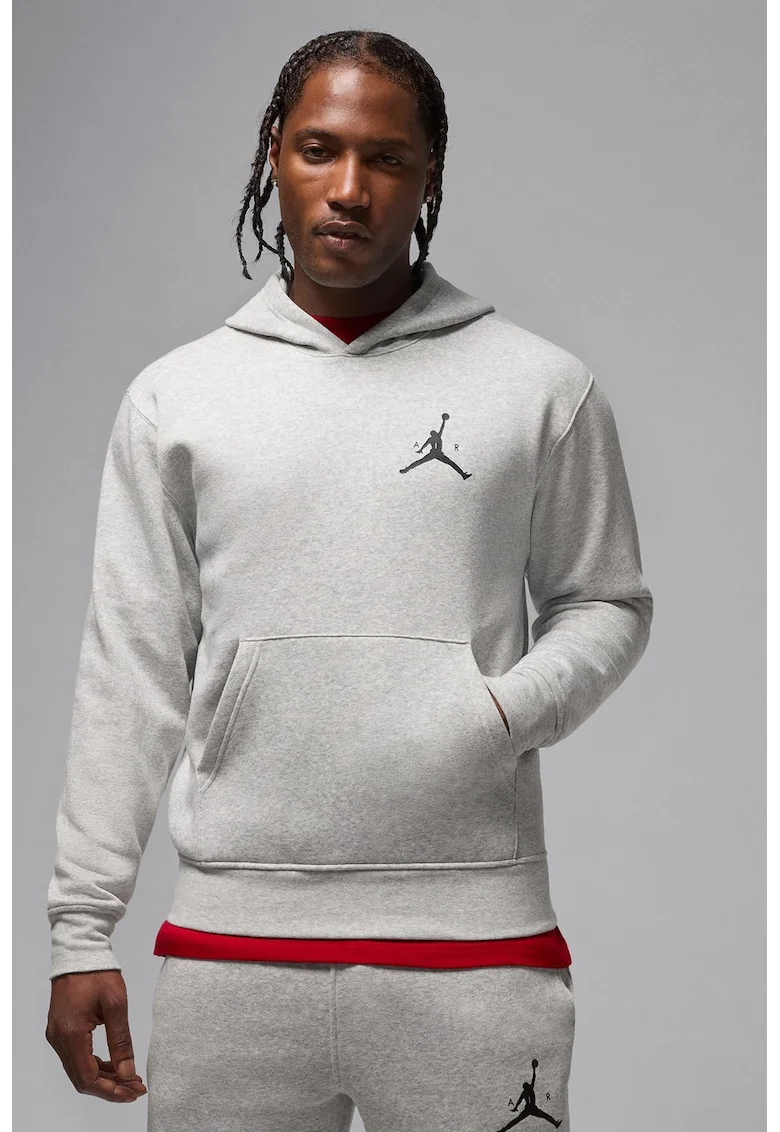 Hanorac cu buzunar kangaroo, pentru baschet Jumpman, Gri deschis melange