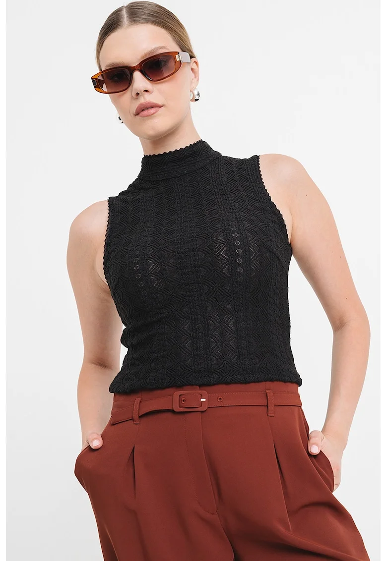 Top slim-fit texturat Iveylor, Negru