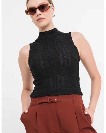 Top slim-fit texturat Iveylor, Negru