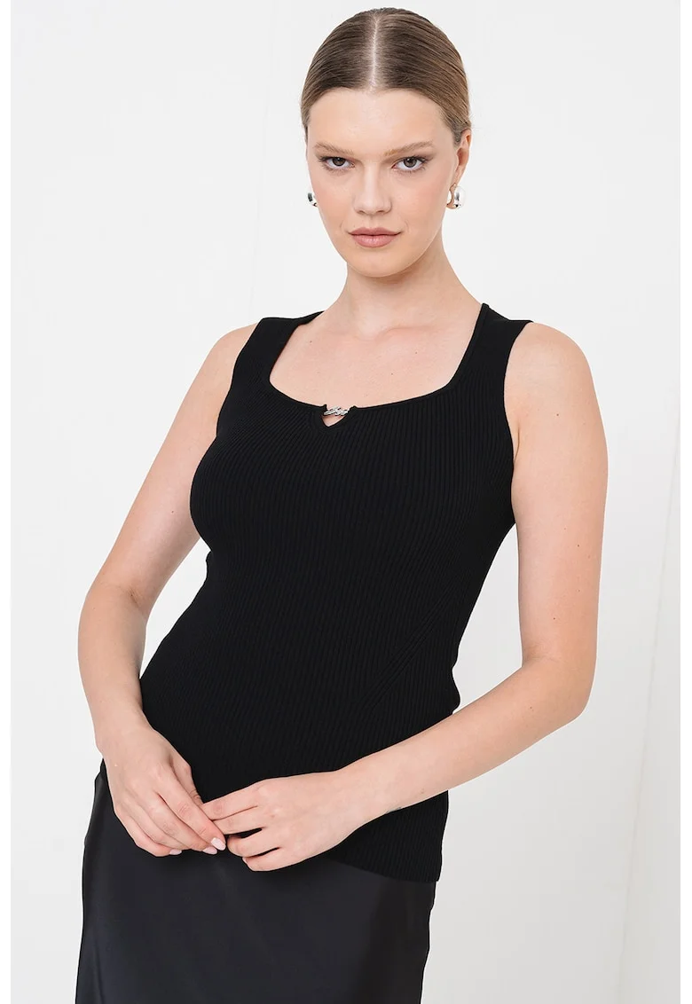 Top din tricot cu striatii Fiura, Negru