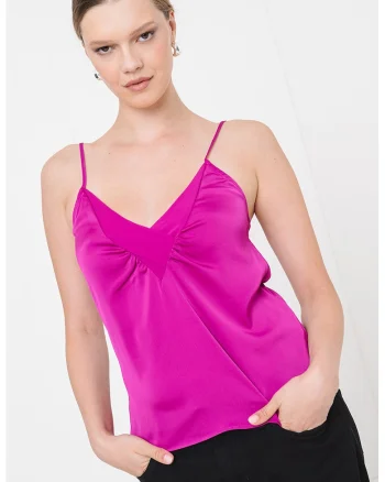 Top de satin Iecly, Violet tyrian