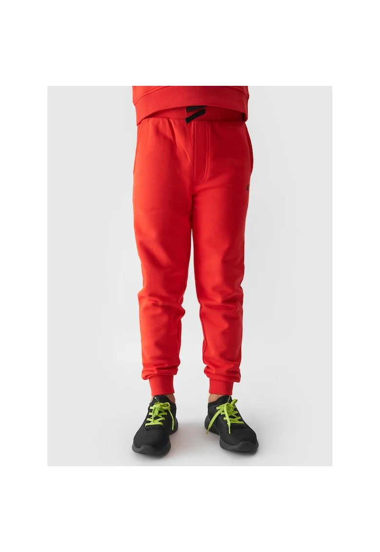 Pantaloni sport copii  portocalii, bumbac, cu buzunare
