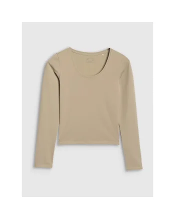 Bluza sport dama  slim, elastic, bej, material sintetic
