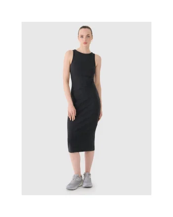 Rochie Sport Neagra Femei  Bretele Largi, Slim Fit, Bumbac 95%, Sezon SS25, Sportstyle
