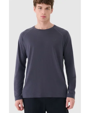 Bluza de trekking  maneca lunga, gri inchis, lana merino