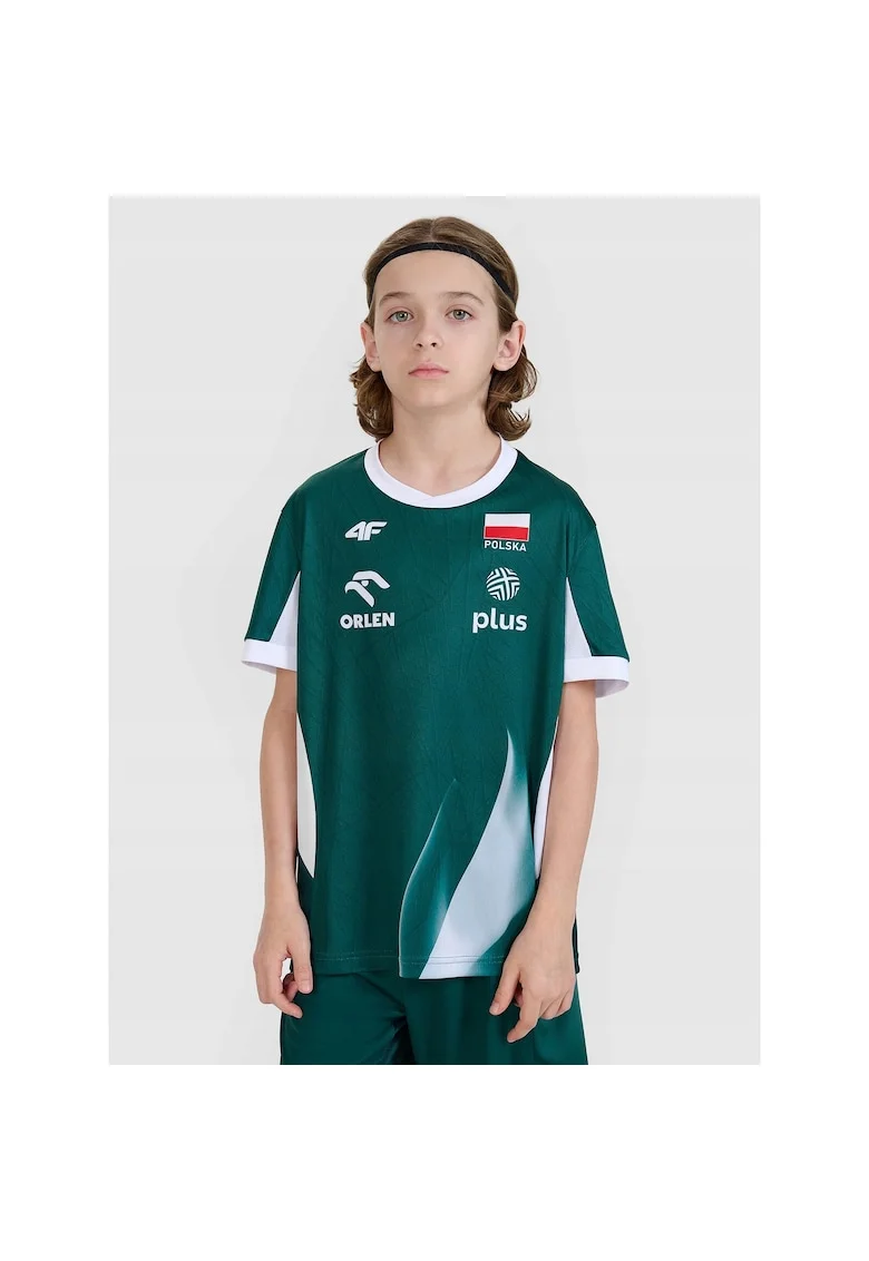 Tricou sport copii TSS25TFTSM2164-92S, 4F, Sintetic, Verde