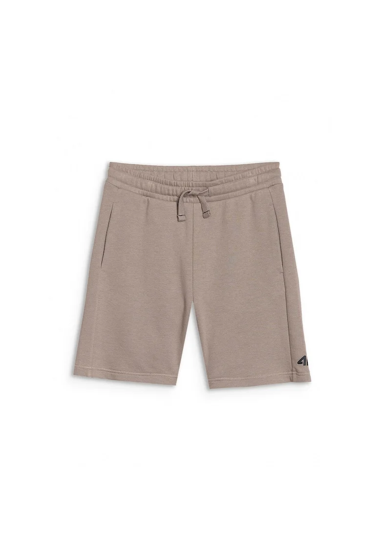 Pantaloni scurti de trening pentru baieti  bej, bumbac si poliester