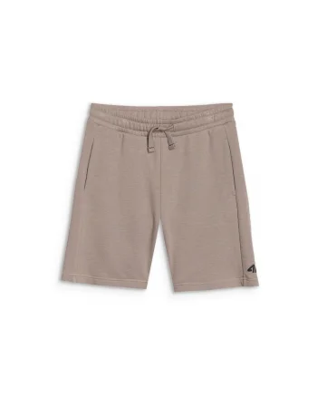 Pantaloni scurti de trening pentru baieti  bej, bumbac si poliester